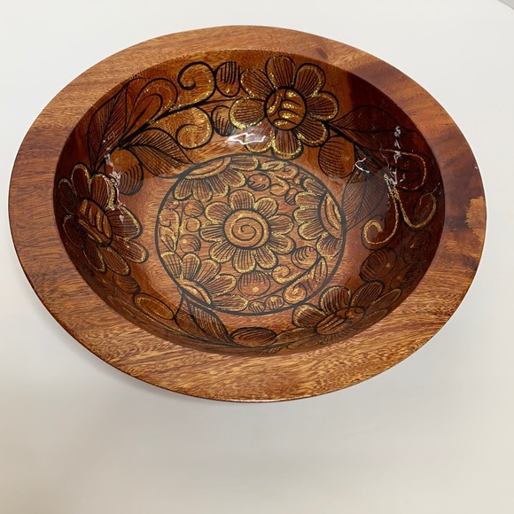Other - Wooden Handmade Floral Bowl | Made in Cozumel Mexico | Decor | Boho | Art Piece